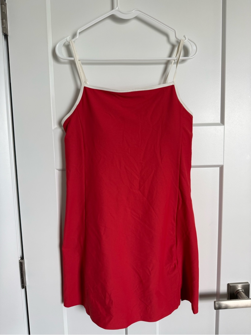 Old Navy Red Slip Mini Active Dress with Cream Trim